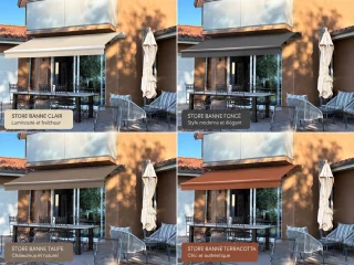 Comparaison de la toile d’un store avant et après rétoilage